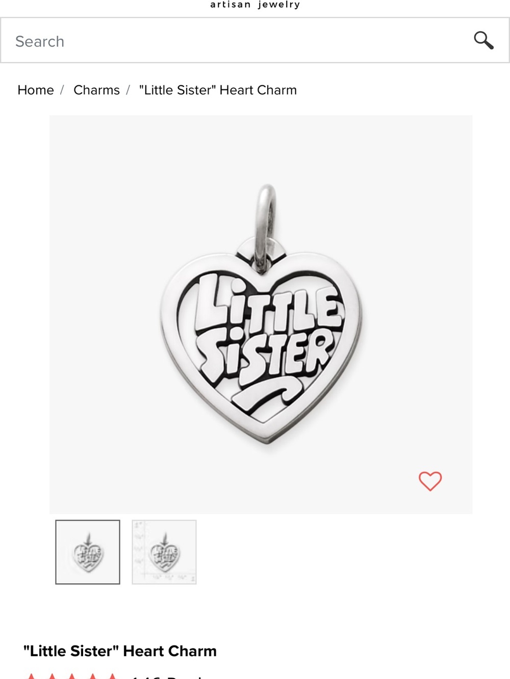 Little Sister Heart Charm